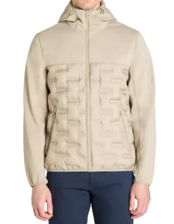 Softshell blouson met vaste capuchon - beige
