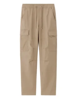 Straight cargobroek in stretchkatoen - lichtbeige