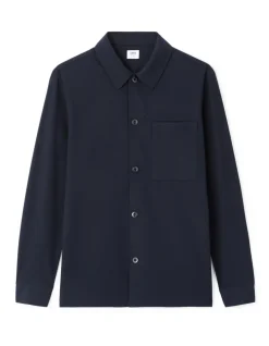 Stretch overshirt 1 zak - marineblauw