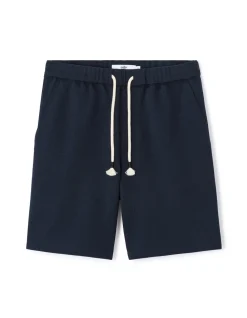 Stretch piqué bermuda - marineblauw