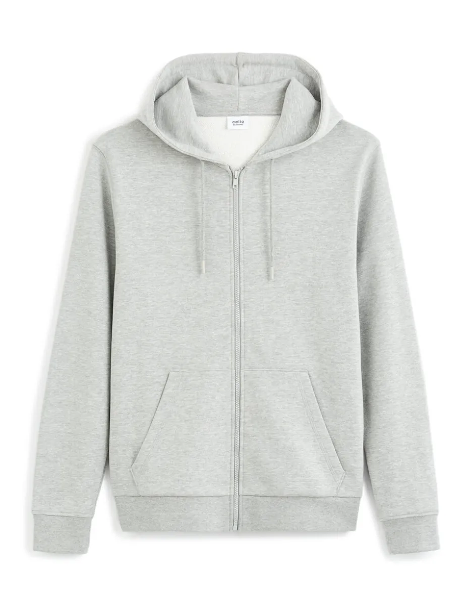 Sweat met rits en capuchon - grijs