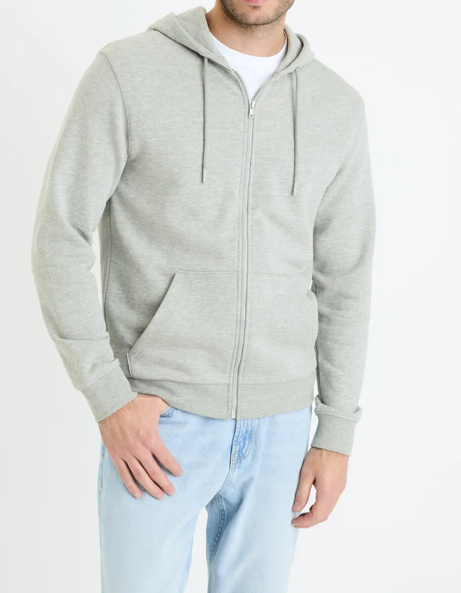 Sweat met rits en capuchon - grijs