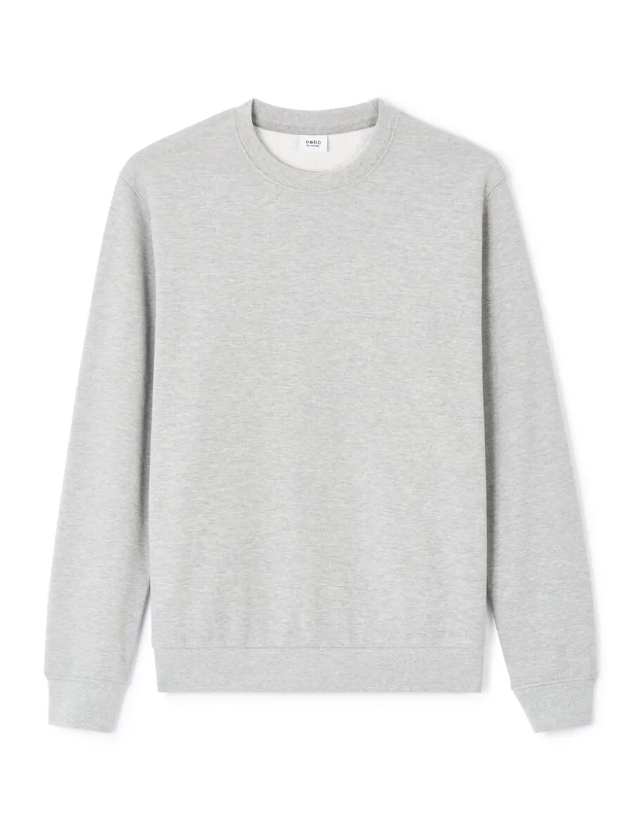 Sweater met ronde hals 100% katoen - grijs