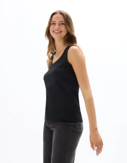 Tanktop met brede bandjes van 100% katoen - zwart