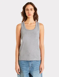 Tanktop van katoenmix met brede bandjes - heidegrijs