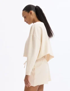 Terry cropped sweatshirt - ecru
