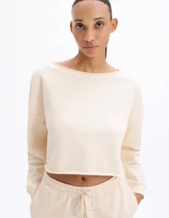 Terry cropped sweatshirt - ecru