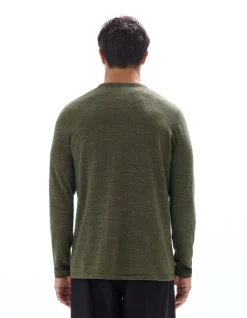 Trui met Tunesische kraag, katoenmix - khaki