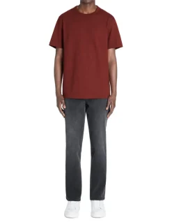 T-shirt boxy col rond 100% coton - marron