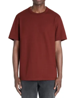 T-shirt boxy col rond 100% coton - marron