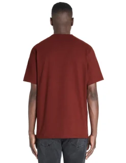 T-shirt boxy col rond 100% coton - marron