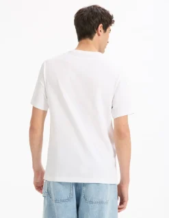 T-shirt boxy col rond 100% coton - blanc
