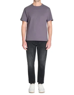T-shirt boxy col rond 100% coton - gris