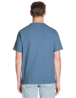 T-shirt boxy col rond 100% katoen - marine
