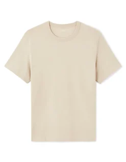 T-shirt boxy col rond 100% katoen - beige