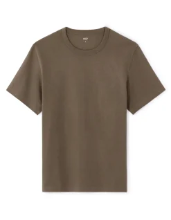 T-shirt boxy col rond 100% katoen - taupe