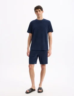 T-shirt boxy ronde hals 100% katoen - marine