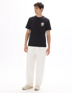 T-shirt Boxy Ronde Hals 100% Katoen Met Stadsprint - Zwart