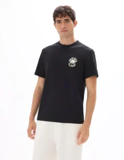 T-shirt Boxy Ronde Hals 100% Katoen Met Stadsprint - Zwart