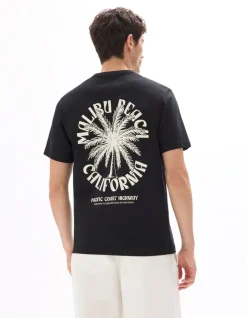 T-shirt Boxy Ronde Hals 100% Katoen Met Stadsprint - Zwart