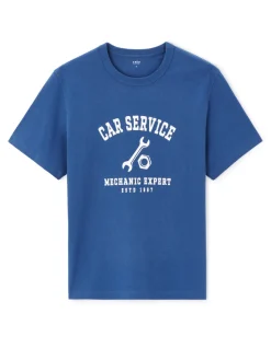 T-shirt boxy ronde hals 100% katoen - marine