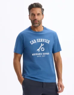 T-shirt boxy ronde hals 100% katoen - marine