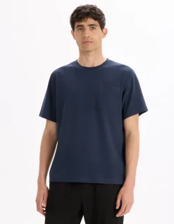 T-shirt boxy ronde hals - marine
