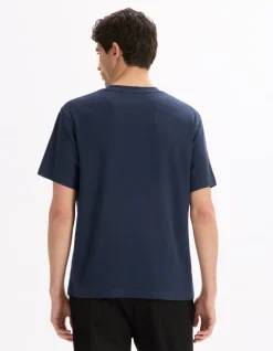 T-shirt boxy ronde hals - marine