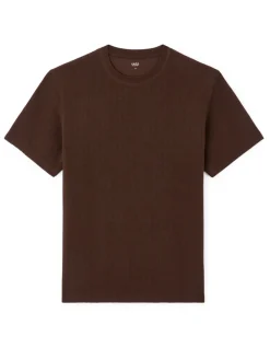 T-shirt boxy ronde hals gemengde katoen - bruin