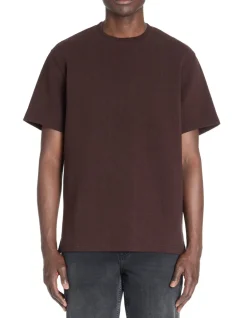 T-shirt boxy ronde hals gemengde katoen - bruin