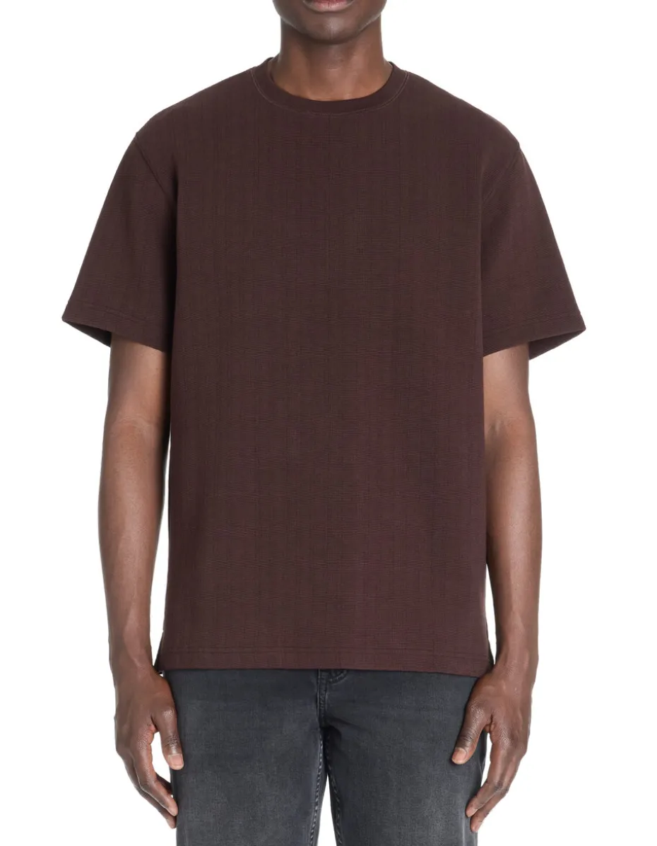 T-shirt boxy ronde hals gemengde katoen - bruin