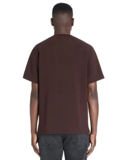 T-shirt boxy ronde hals gemengde katoen - bruin