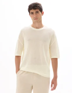 T-shirt boxy ronde hals gebreid - Ecru