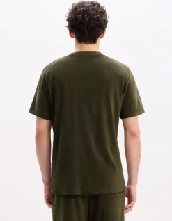 T-shirt boxy ronde hals gemengde katoen - kaki