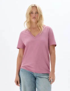 T-shirt korte mouwen V-hals - roze