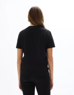 T-shirt met knoopjes van zwaar katoen - zwart