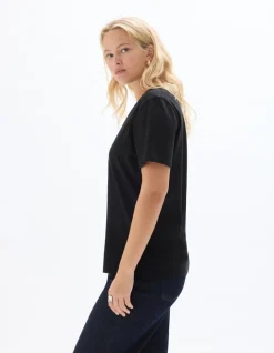 T-shirt met korte mouwen en V-hals - zwart