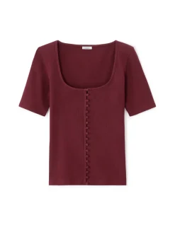 T-shirt met korte mouwen en knoopjes - paars