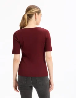 T-shirt met korte mouwen en knoopjes - paars