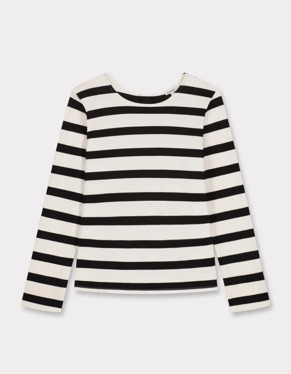 T-shirt met lange mouwen en zeemansmotief - zwart