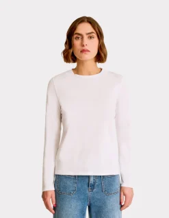 T-shirt met lange mouwen van katoen - wit