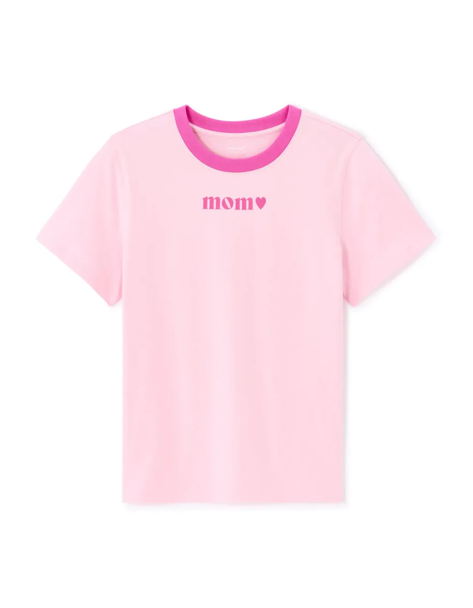T-shirt met opdruk "Mom" – roze