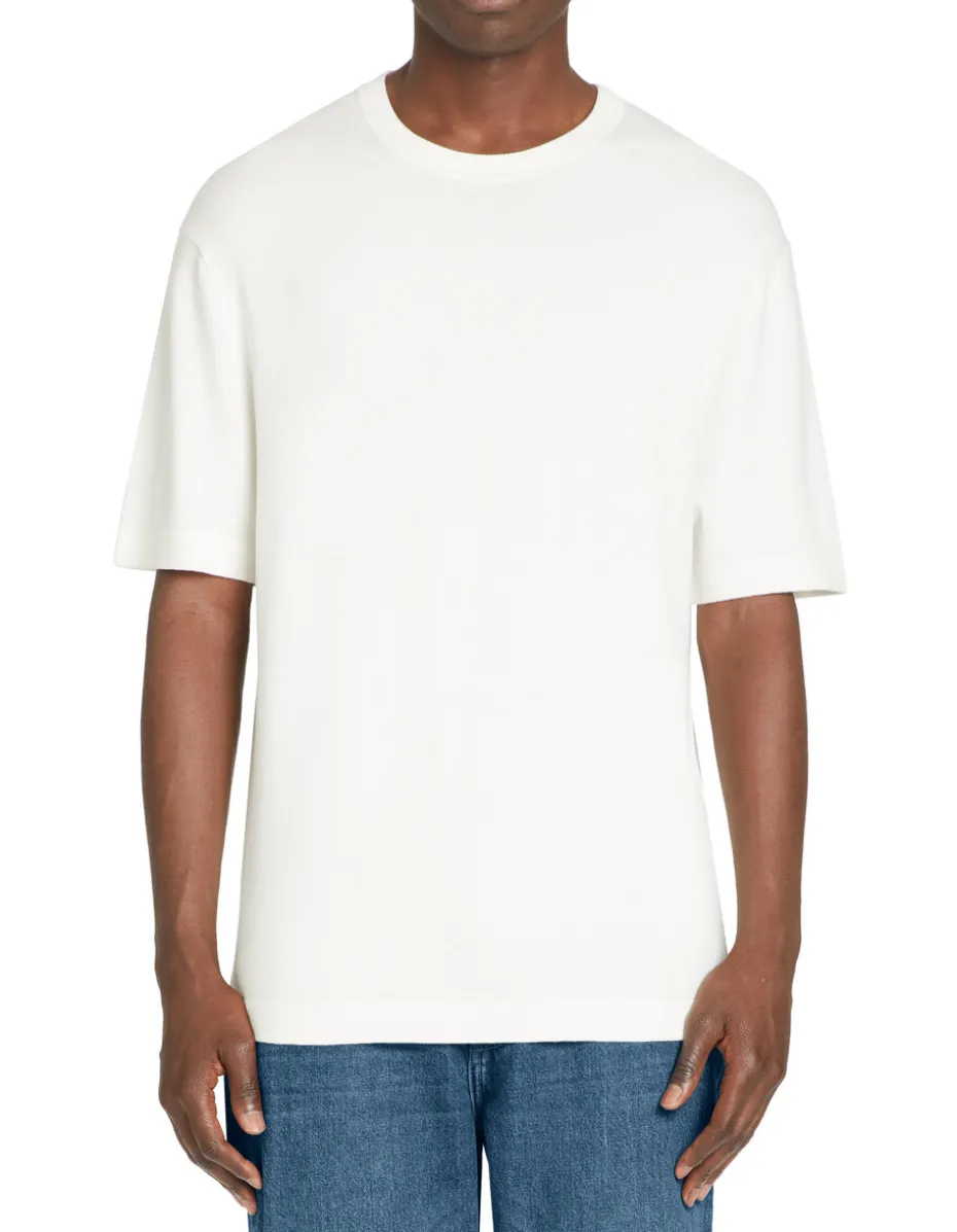 T-shirt met ronde hals in tricot - beige