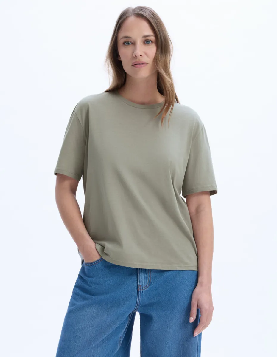 T-shirt met ronde hals van biologisch katoen - grijs