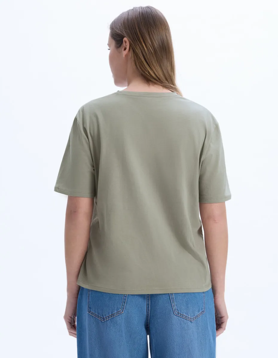 T-shirt met ronde hals van biologisch katoen - grijs