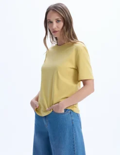 T-shirt met ronde hals van biologisch katoen - geel