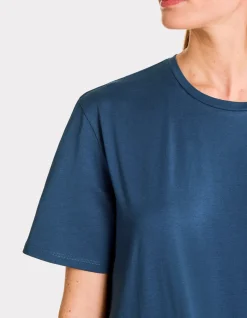 T-shirt met ronde hals van biologisch katoen - blauw