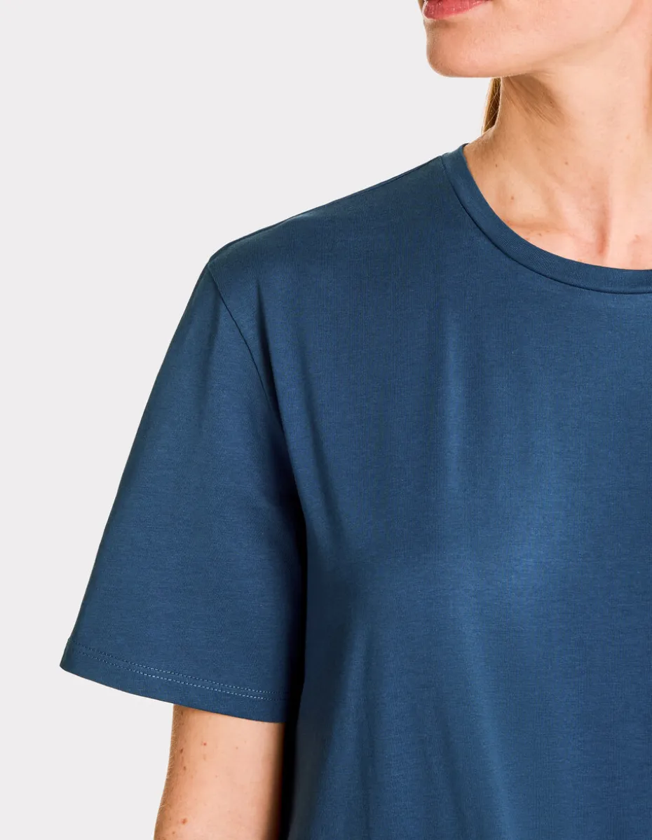 T-shirt met ronde hals van biologisch katoen - blauw