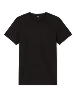 T-shirt met ronde hals van stretchkatoen - zwart