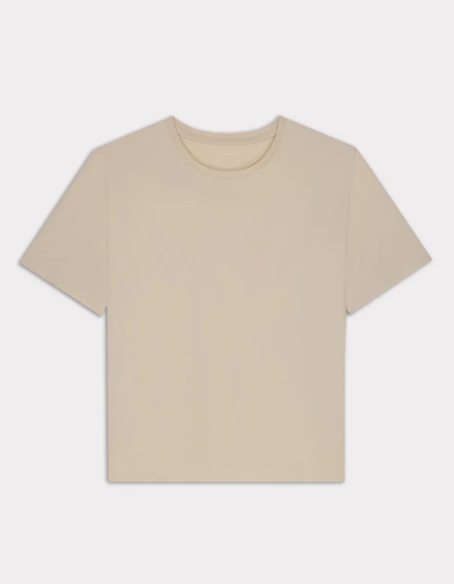 T-shirt met ronde hals van biologisch katoen - zeeblauw
